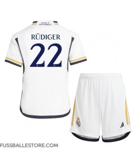 Günstige Real Madrid Antonio Rudiger #22 Heimtrikotsatz Kinder 2023-24 Kurzarm (+ Kurze Hosen)